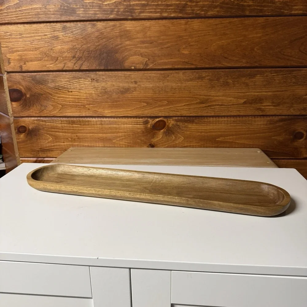 Large Acacia Wood Serving Tray - 23.5
